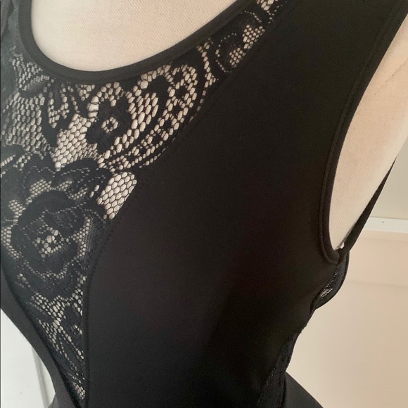 JUST FAB SMALL BLACK PEPLUM DRESS NEW w/tags. Back cutout and mesh details - Picture 7 of 16